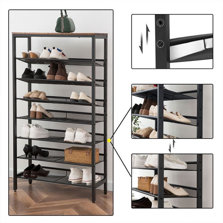 HOOBRO 8-Tier Shoe Rack, Large Capacity Shoe Shelf, Stable and Sturdy, Shoe Storage Organizer with Flat & Slant Adjustable